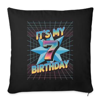 Cadeau d’anniversaire 7 dans le style cool des années 80 - Housse de coussin décorative 45 x 45 cm - noir - Devant