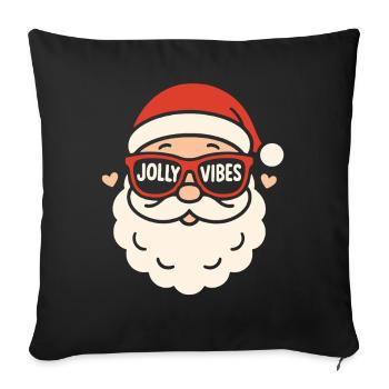 Jolly Vibes Père Noël Plaisir de Noël en famille - Housse de coussin décorative 45 x 45 cm - noir - Devant