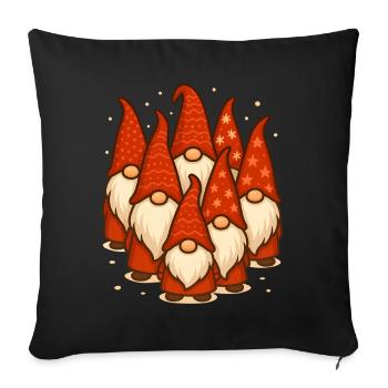 Rassemblement festif de gnomes pour la joie de Noël - Housse de coussin décorative 45 x 45 cm - noir - Devant