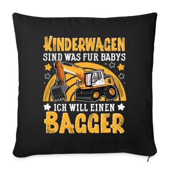Bagger Kinderwagen - Sofakissenbezug 45 x 45 cm - Schwarz - Vorne