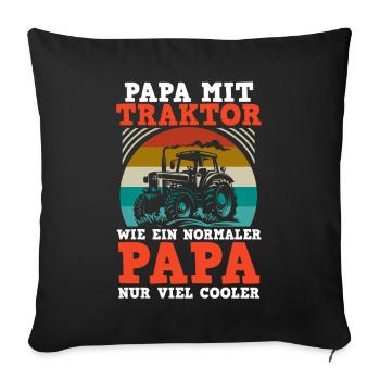 Agriculteur Ferme Agriculteur Agriculteur Papa Père Tracteur - Housse de coussin décorative 45 x 45 cm - noir - Devant