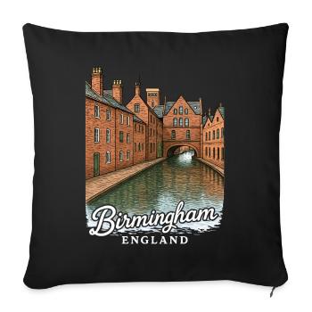 Birmingham, England - Sofa pillowcase 17,3'' x 17,3'' (45 x 45 cm) - black - Front