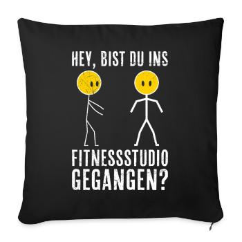 Stick figure DID YOU GO TO THE GYM - Sofa pillowcase 17,3'' x 17,3'' (45 x 45 cm) - black - Front