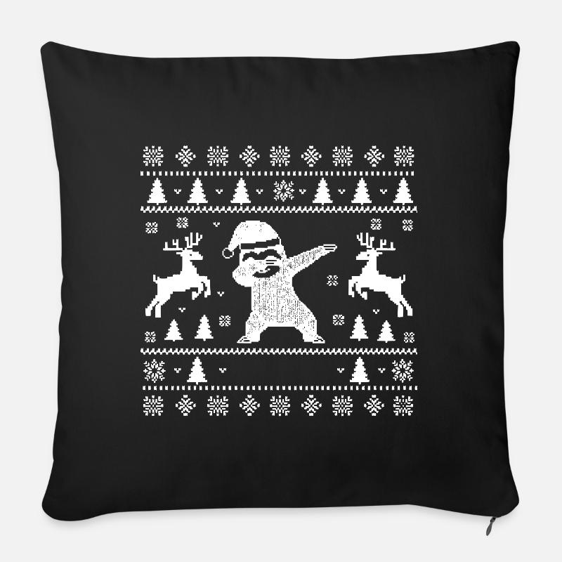 Dabbing Faultier Weihnachtskunst - Sofakissenbezug 45 x 45 cm - Schwarz