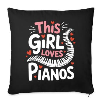Piano Dire Fille Drôle Piano Cadeau - Housse de coussin décorative 45 x 45 cm - noir - Devant