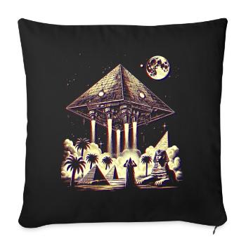 Ancient Pyramid UFO Mystery Design Shirt - Sofa pillowcase 17,3'' x 17,3'' (45 x 45 cm) - black - Front