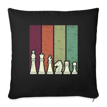 Colored Chess Pieces Line Painting - Sofa pillowcase 17,3'' x 17,3'' (45 x 45 cm) - black - Front