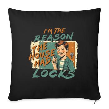 Frère Sœur Je suis la raison pour laquelle la maison avait des serrures - Housse de coussin décorative 45 x 45 cm - noir - Devant