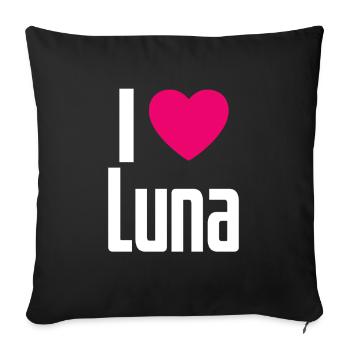 I Love Luna Pink Heart I Love Luna - Sofa pillowcase 17,3'' x 17,3'' (45 x 45 cm) - black - Front