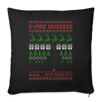 Envahisseurs de Noël | Jeu de tir | Noël moche - Housse de coussin décorative 45 x 45 cm - noir - Devant