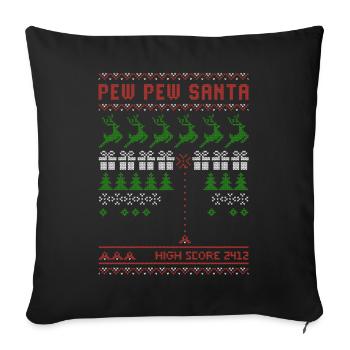 Pew Pew Santa | Ballerspiel | ugly christmas - Sofakissenbezug 45 x 45 cm - Schwarz - Vorne