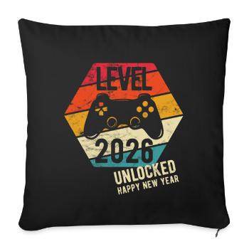 Bonne Année | Niveau 2026 débloqué | Joueur - Housse de coussin décorative 45 x 45 cm - noir - Devant