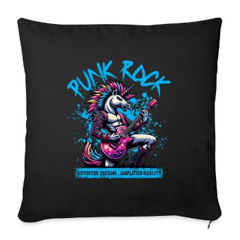 Punk Rock Rebellion Einhorn - Sofakissenbezug 45 x 45 cm - Schwarz - Vorne