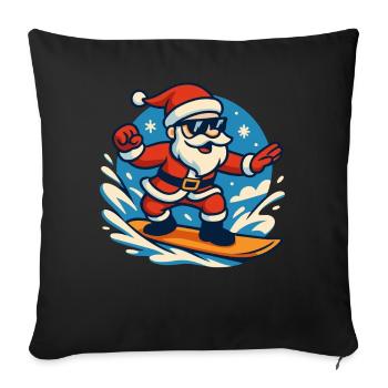 Surfing Santa Claus Christmas Fun Holiday - Sofa pillowcase 17,3'' x 17,3'' (45 x 45 cm) - black - Front