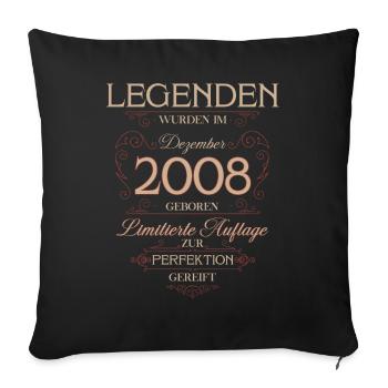 18th Birthday Legend December Vintage 2008 - Sofa pillowcase 17,3'' x 17,3'' (45 x 45 cm) - black - Front