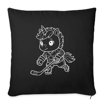 Unicorn Hockey Art - Sofa pillowcase 17,3'' x 17,3'' (45 x 45 cm) - black - Front