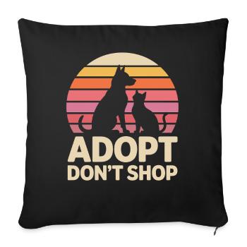 Adoptez ne magasinez pas : Déclaration d’amour pour les animaux - Housse de coussin décorative 45 x 45 cm - noir - Devant