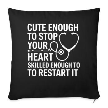 Sweet Heart Saying Stethoscope - Sofa pillowcase 17,3'' x 17,3'' (45 x 45 cm) - black - Front