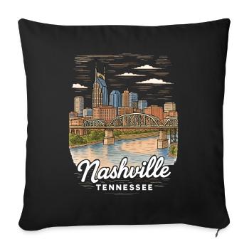 Nashville, Tennessee - Sofa pillowcase 17,3'' x 17,3'' (45 x 45 cm) - black - Front
