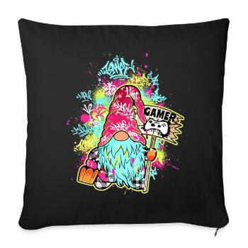 Gamer Gnome Street Art Graffiti Urban Gaming - Sofa pillowcase 17,3'' x 17,3'' (45 x 45 cm) - black - Front