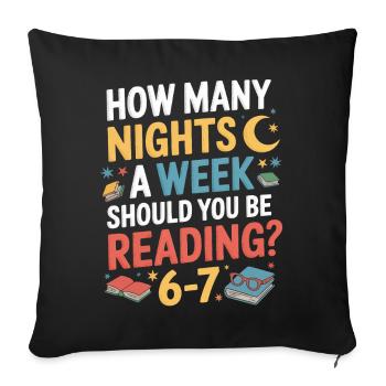 Reading motivation 6-7 nights retro flowers - Sofa pillowcase 17,3'' x 17,3'' (45 x 45 cm) - black - Front