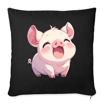 Cochon Cochon - Housse de coussin décorative 45 x 45 cm - noir - Devant