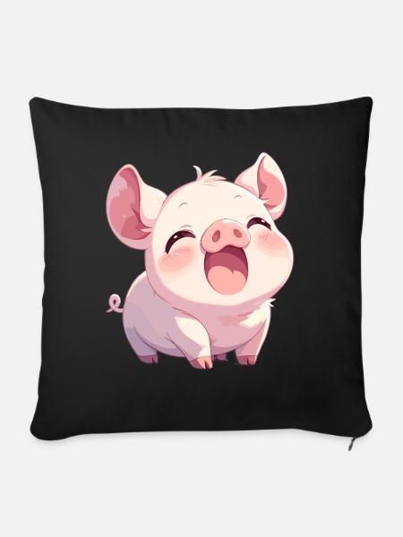 Schweine Schwein - Sofakissenbezug 45 x 45 cm - Schwarz