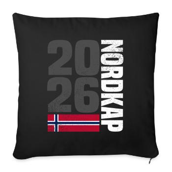 Norvège Cap-Nord 2026 - Housse de coussin décorative 45 x 45 cm - noir - Devant