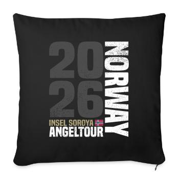 Voyage de pêche à Soroya en Norvège 2026 - Housse de coussin décorative 45 x 45 cm - noir - Devant