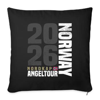 Cap Nord Norvège Voyage de pêche 2026 - Housse de coussin décorative 45 x 45 cm - noir - Devant