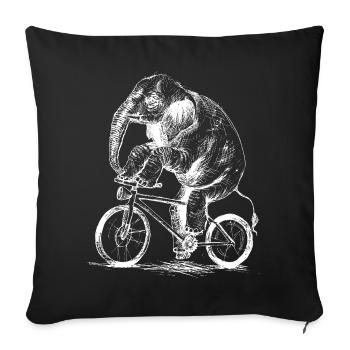 Éléphant à vélo - Housse de coussin décorative 45 x 45 cm - noir - Devant