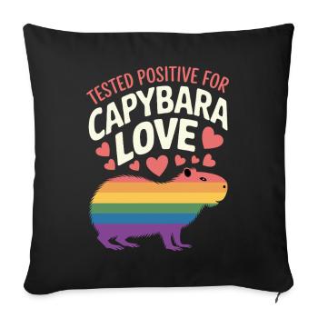Capybara Regenbogen Liebe Design - Sofakissenbezug 45 x 45 cm - Schwarz - Vorne