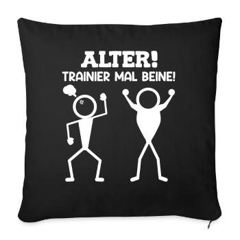 Stick Figure OLD TRAINER TIMES LEGS Drôle - Housse de coussin décorative 45 x 45 cm - noir - Devant