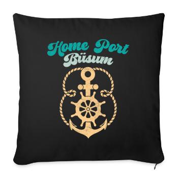 Vacances à la mer du Nord HEIMATHAFEN BÜSUM Fun - Housse de coussin décorative 45 x 45 cm - noir - Devant