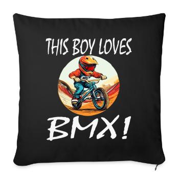 Junge liebt BMX - Sofakissenbezug 45 x 45 cm - Schwarz - Vorne