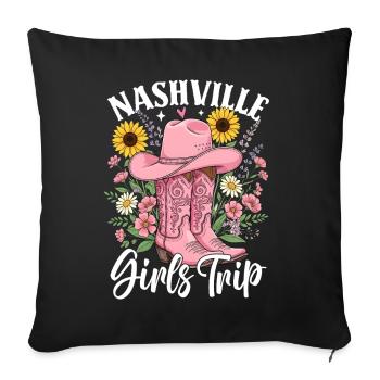 Voyage entre filles Nashville - Housse de coussin décorative 45 x 45 cm - noir - Devant
