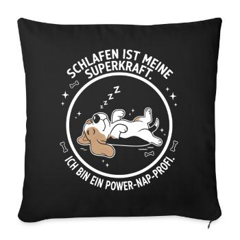 Sleeping Is My Superpower | Funny Dog Tea - Sofa pillowcase 17,3'' x 17,3'' (45 x 45 cm) - black - Front