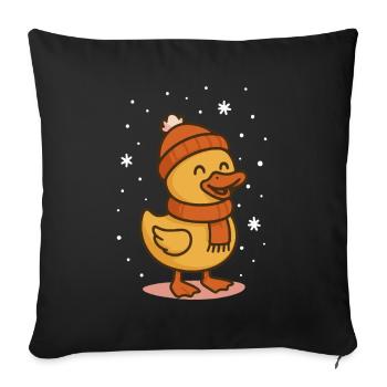 Cute Duck Winter Holiday Christmas Fun - Sofa pillowcase 17,3'' x 17,3'' (45 x 45 cm) - black - Front