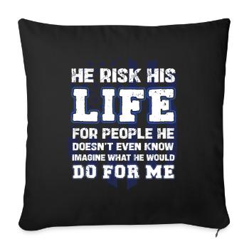 Il risque sa vie pour les autres - Housse de coussin décorative 45 x 45 cm - noir - Devant