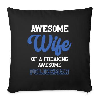 Femme forte : épouse d’un policier - Housse de coussin décorative 45 x 45 cm - noir - Devant