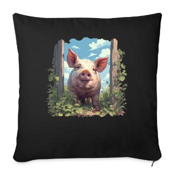 Cochon Cochon - Housse de coussin décorative 45 x 45 cm - noir - Devant