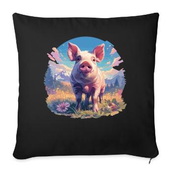 Schweine Schwein - Sofakissenbezug 45 x 45 cm - Schwarz - Vorne