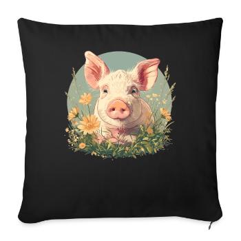 Cochon Cochon - Housse de coussin décorative 45 x 45 cm - noir - Devant