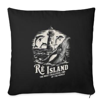 Île de Ré Phare des Baleines Cyclisme Sel Charente - Housse de coussin décorative 45 x 45 cm - noir - Devant
