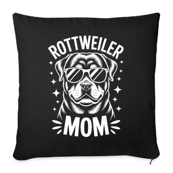 Rottweiler dit maman, drôle de cadeau de rottweiler - Housse de coussin décorative 45 x 45 cm - noir - Devant