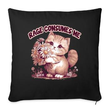 Rage Consumes Me Funny Cat flower - Sofa pillowcase 17,3'' x 17,3'' (45 x 45 cm) - black - Front