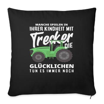 Traktorfahrer Traktor Bauer Lustiges Bauernhof - Sofakissenbezug 45 x 45 cm - Schwarz - Vorne
