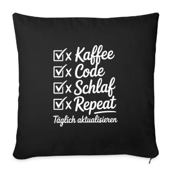 Code du café Sommeil Répéter la routine quotidienne - Housse de coussin décorative 45 x 45 cm - noir - Devant