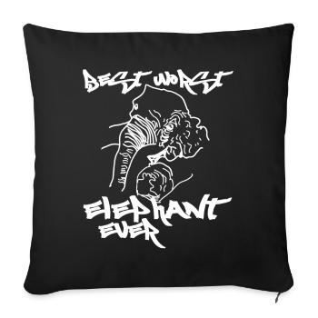 pire meilleur éléphant de toujours - Housse de coussin décorative 45 x 45 cm - noir - Devant