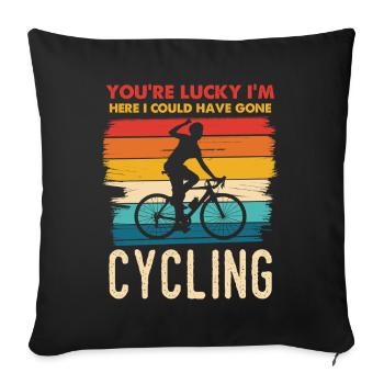 Motif rétro Happy Cyclist - Housse de coussin décorative 45 x 45 cm - noir - Devant
